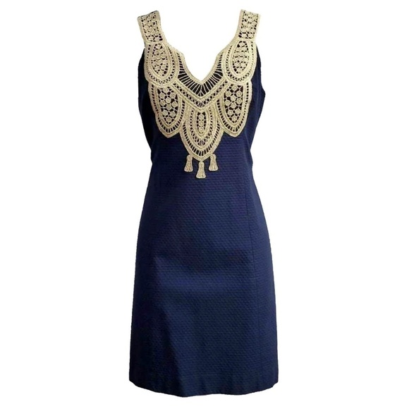 Lilly Pulitzer Dress All Cotton with Gold AppliquΓ© Front Mini Sleeveless - Picture 3 of 16